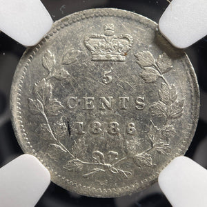 1886 Canada 5 Cents NGC AU58 Lot#G9144 Silver!