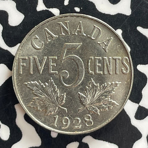 1928 Canada 5 Cents Lot#T7684 High Grade! Beautiful!