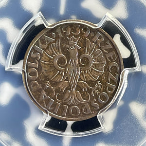 1939-(w) Poland 2 Grosze PCGS MS63BN Lot#G920 Choice UNC!