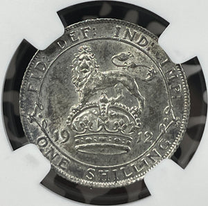1912 Great Britain 1 Shilling NGC MS61 Lot#G005 Silver! Nice UNC!