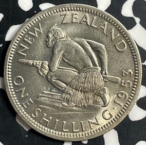 1953 New Zealand 1 Shilling Lot#T0758 High Grade! Beautiful! Key Date!