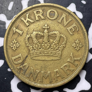 1924 Denmark 1 Krone Lot#JM8935 Key Date!