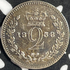 1838 Great Britain 2 Pence Twopence Lot#D9774 Silver! Nice!