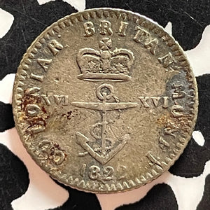 1822 British West Indies 1/16 Dollar Lot#T4768 Silver! Anchor Money