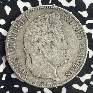 1834-T France 5 Francs Lot#T8303 Large Silver Coin!