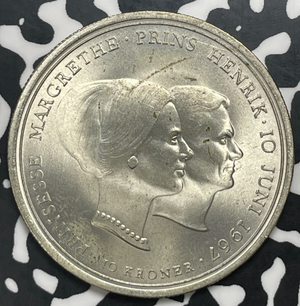 1967 Denmark 10 Kroner Lot#C0261 Silver! High Grade! Beautiful!
