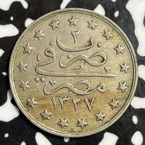 AH 1327 (1911) Egypt 1 Qirsh Lot#E6154 Silver!