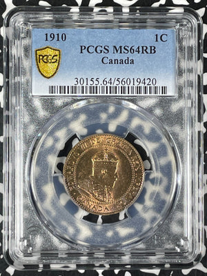 1910 Canada Large Cent PCGS MS64RB Lot#G034 Choice UNC!