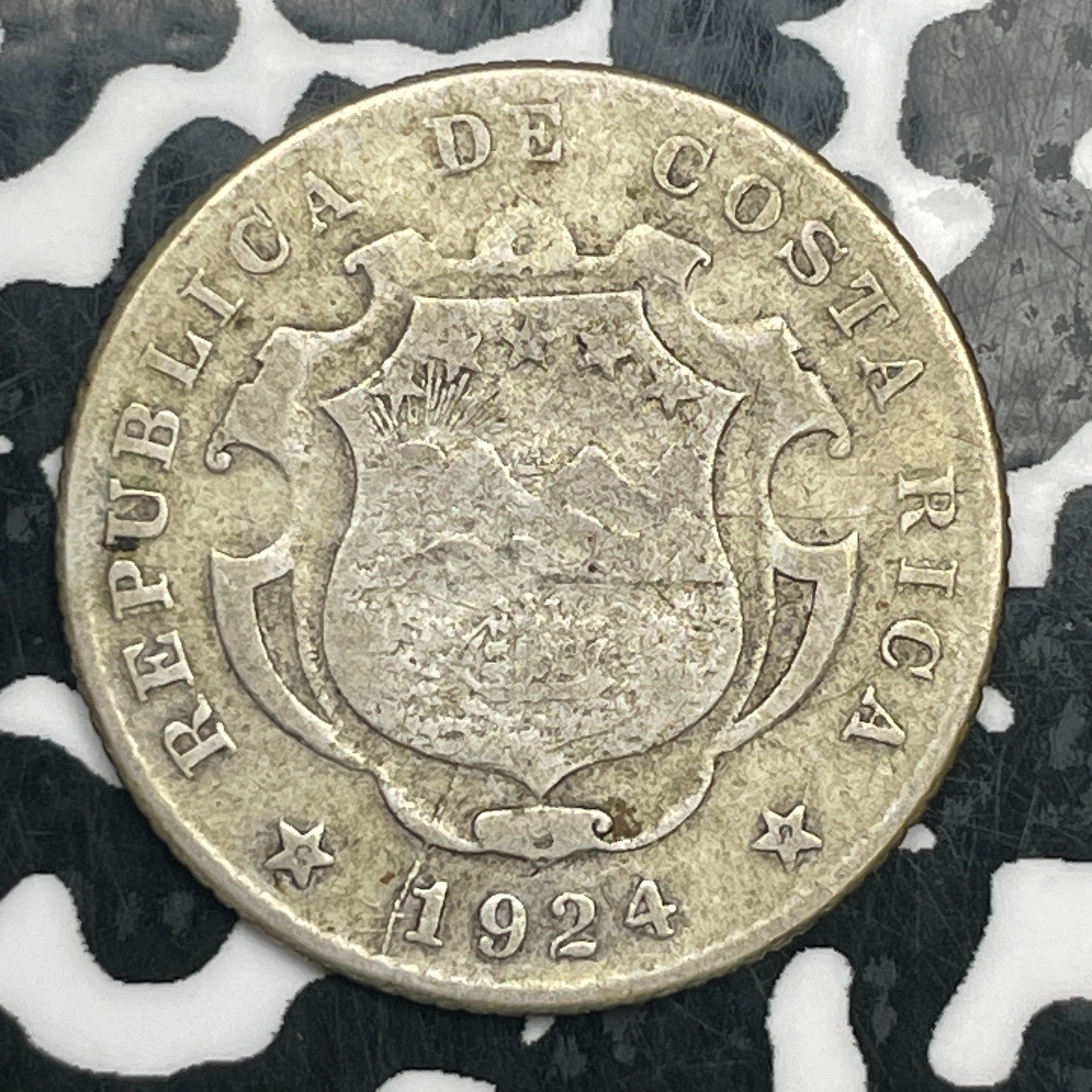 1924 Costa Rica 25 Centimos Lot#N2580 Silver!