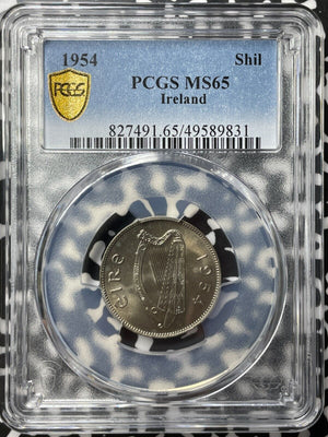 1954 Ireland 1 Shilling PCGS MS65 Lot#G7702 Gem BU!