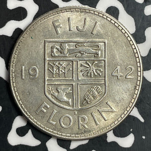 1942-S Fiji 1 Florin Lot#T0536 Silver! High Grade! Beautiful!