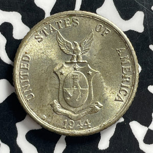 1944-D U.S. Philippines 20 Centavos Lot#C0826 Silver! High Grade! Beautiful!