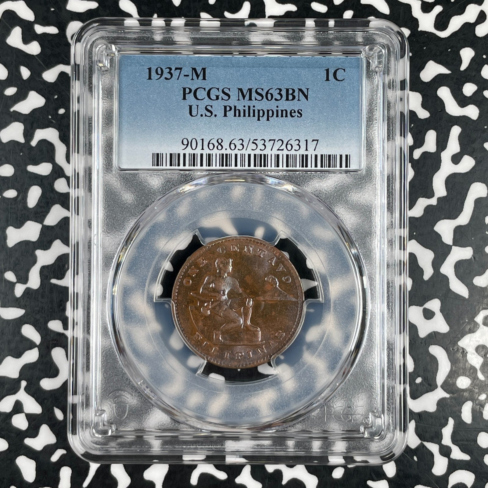 1937-M U.S. Philippines 1 Centavo PCGS MS63BN Lot#G3859 Choice UNC!