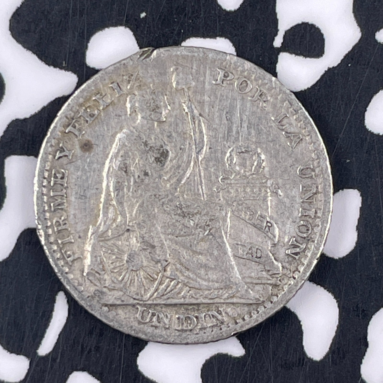 1903 Peru 1 Dinero Lot#F4628 Silver!