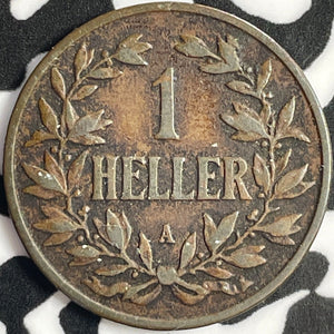 1913-A German East Africa 1 Heller Lot#D9128