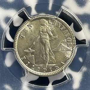 1918-S U.S. Philippines 10 Centavos PCGS AU58 Lot#G1056 Silver!