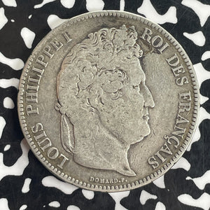 1834-K France 5 Francs Lot#T8304 Large Silver Coin!