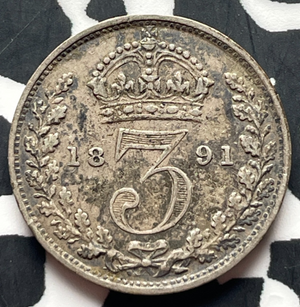1891 Great Britain 3 Pence Threepence Lot#T8968 Silver!