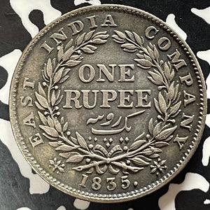 1835-(C) India 1 Rupee Lot#JM9317 Silver! Nice! KM#450.2
