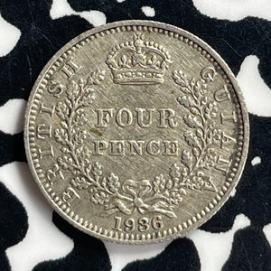 1936 British Guiana 4 Pence Fourpence Lot#T7127 Silver!