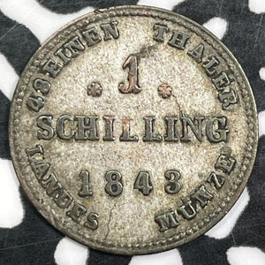 1843 Germany Mecklenburg-Schwerin 1 Schilling Lot#E0922 Silver!