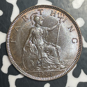1931 Great Britain Farthing Lot#T2071 High Grade! Beautiful!