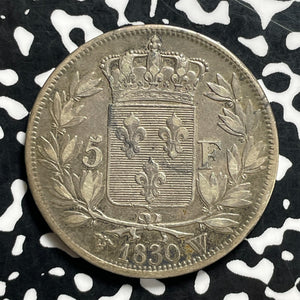 1830-W France 5 Francs Lot#JM9963 Large Silver! KM#728.13