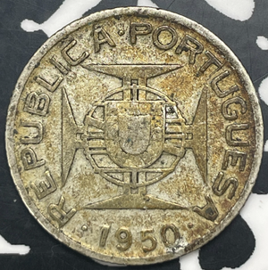 1950 Mozambique 2-1/2 Escudos Lot#C0354 Silver!