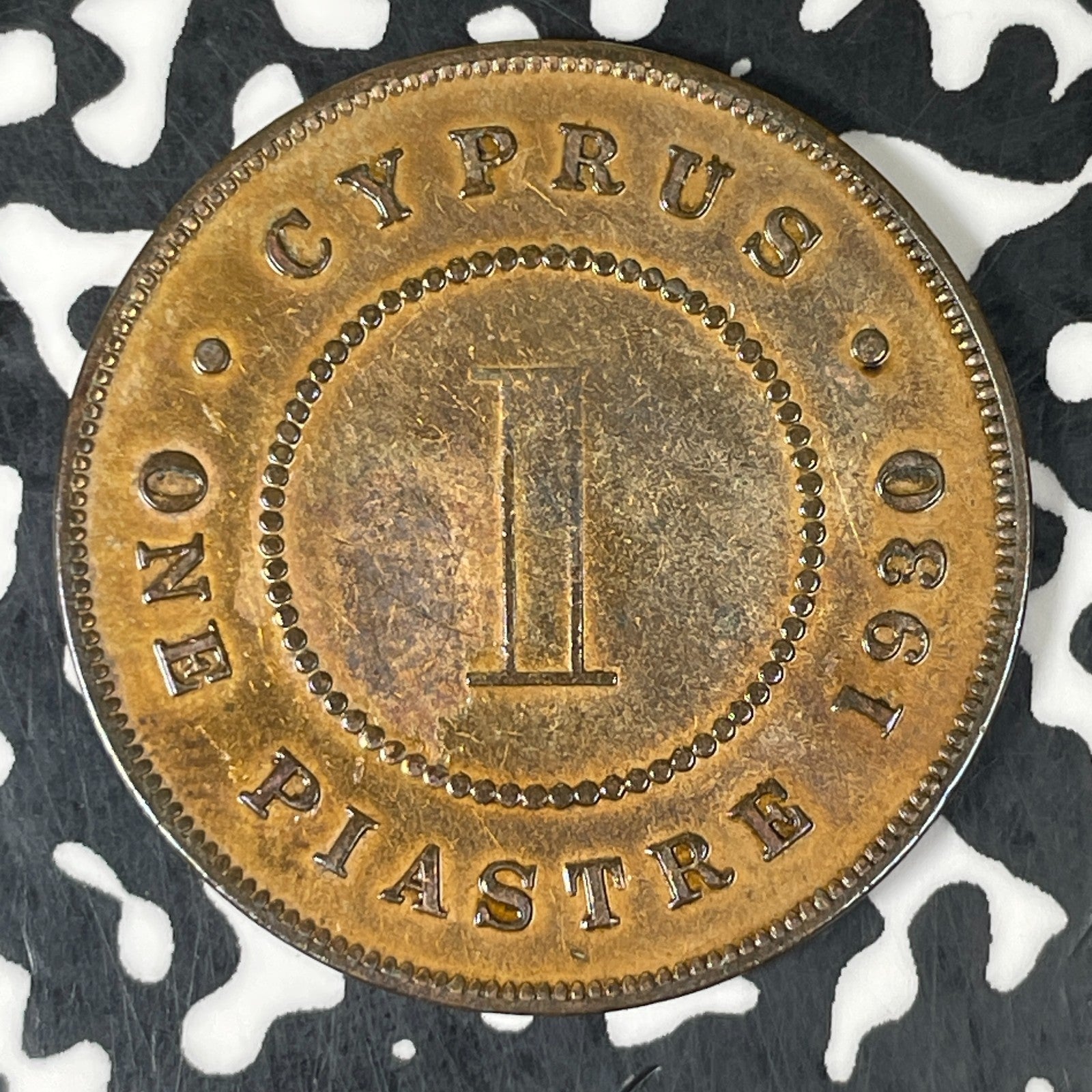 1930 Cyprus 1 Piastre Lot#JM0568 Very Scarce! Cleaned