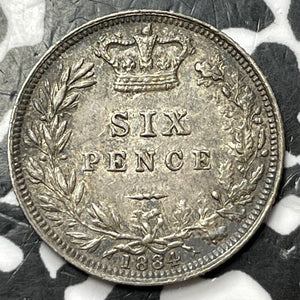 1884 Great Britain 6 Pence Sixpence Lot#JM7338 Silver! High Grade! Beautiful!