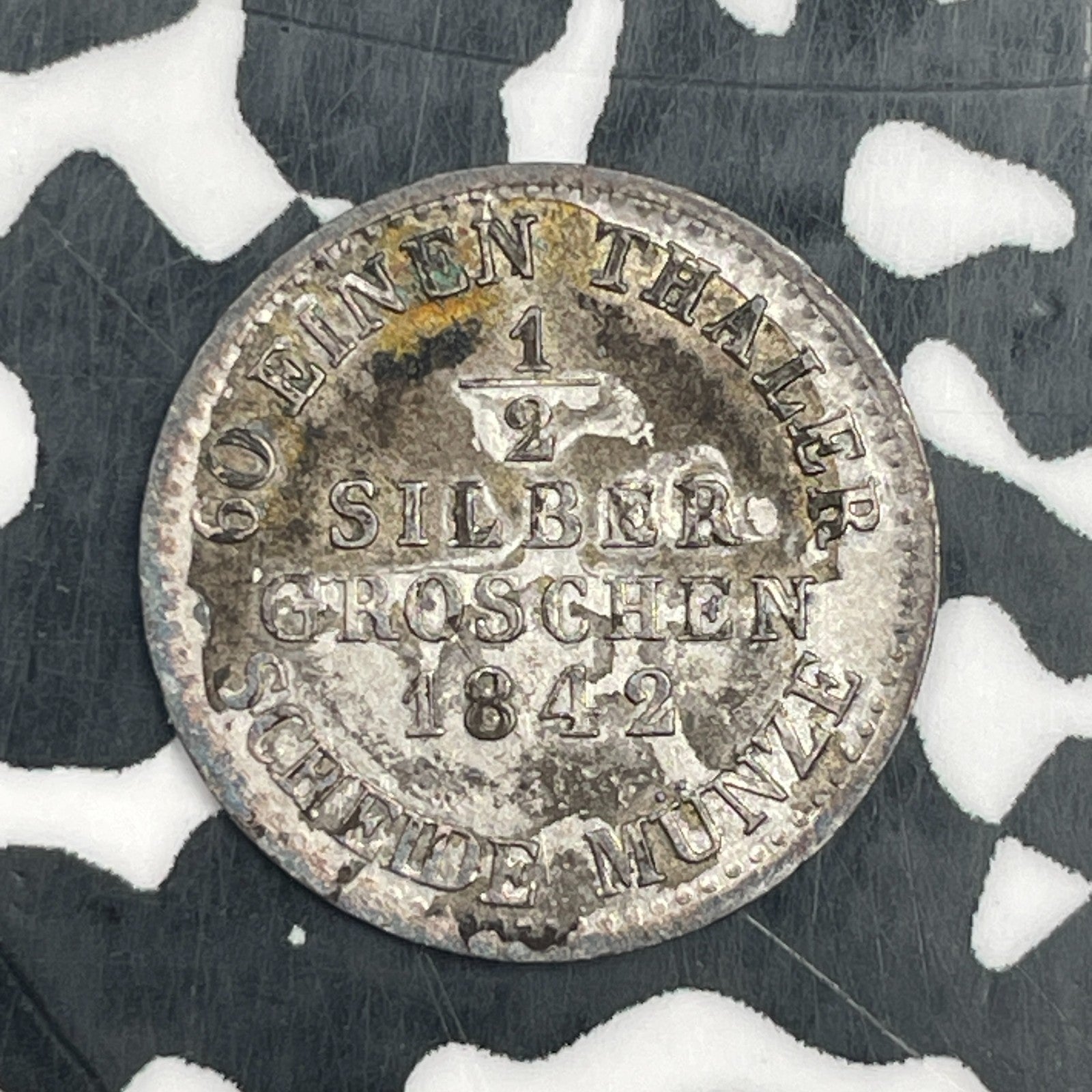1842 Germany Hesse-Cassel 1/2 Groschen Lot#JM2354 Silver! High Grade! Scarce!