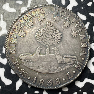 1838-PTS LM Bolivia 8 Soles Lot#JM8601 Large Silver! Nice!