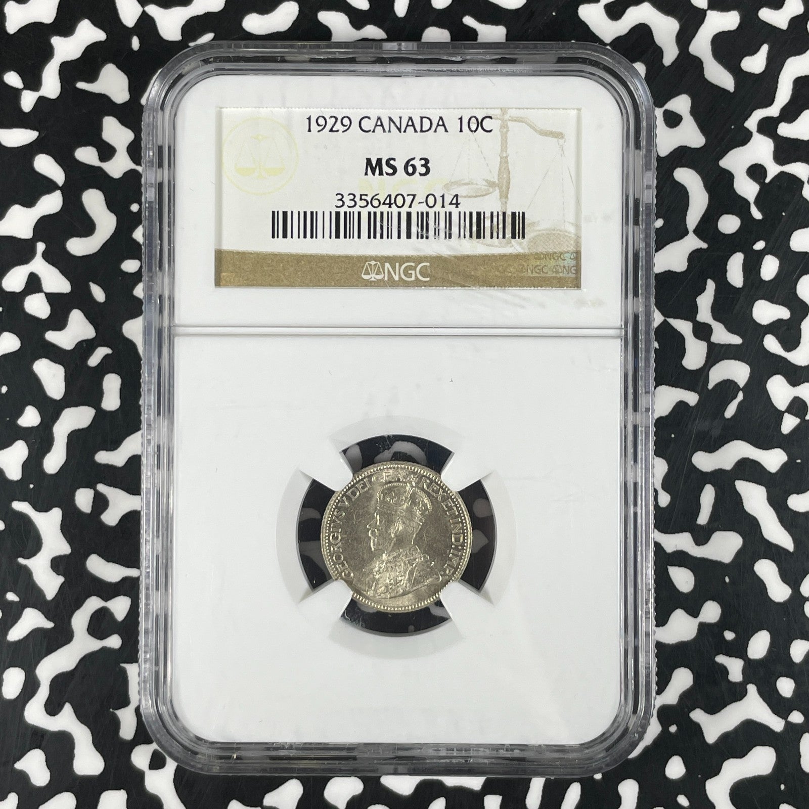 1929 Canada 10 Cents NGC MS63 Lot#G2011 Silver! Choice UNC!