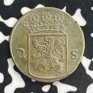 1777 Netherlands Holland 2 Stuivers Lot#T8155 Silver! Nice! KM#48