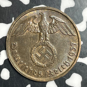 1937-D Germany 2 Pfennig Lot#T2597 High Grade! Beautiful!