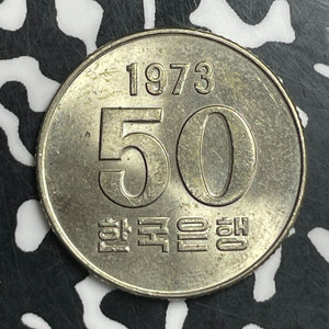 1973 Korea 50 Won Lot#T6674 High Grade! Beautiful!