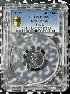 1937 Great Britain 4x Coin Maundy Set PCGS (PR65-66) Lot#MK85 Silver! Gem BU!