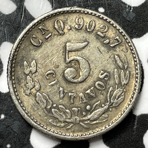 1901-CN Q Mexico 5 Centavos Lot#D7388 Silver! Nice!