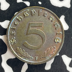 1939-F Germany 5 Pfennig Lot#T7625 High Grade! Beautiful Toning!