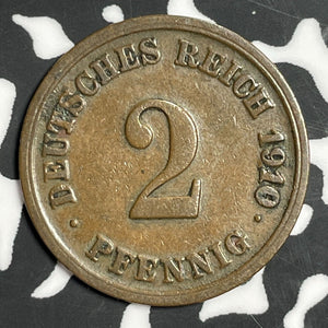 1910-F Germany 2 Pfennig Lot#E6257