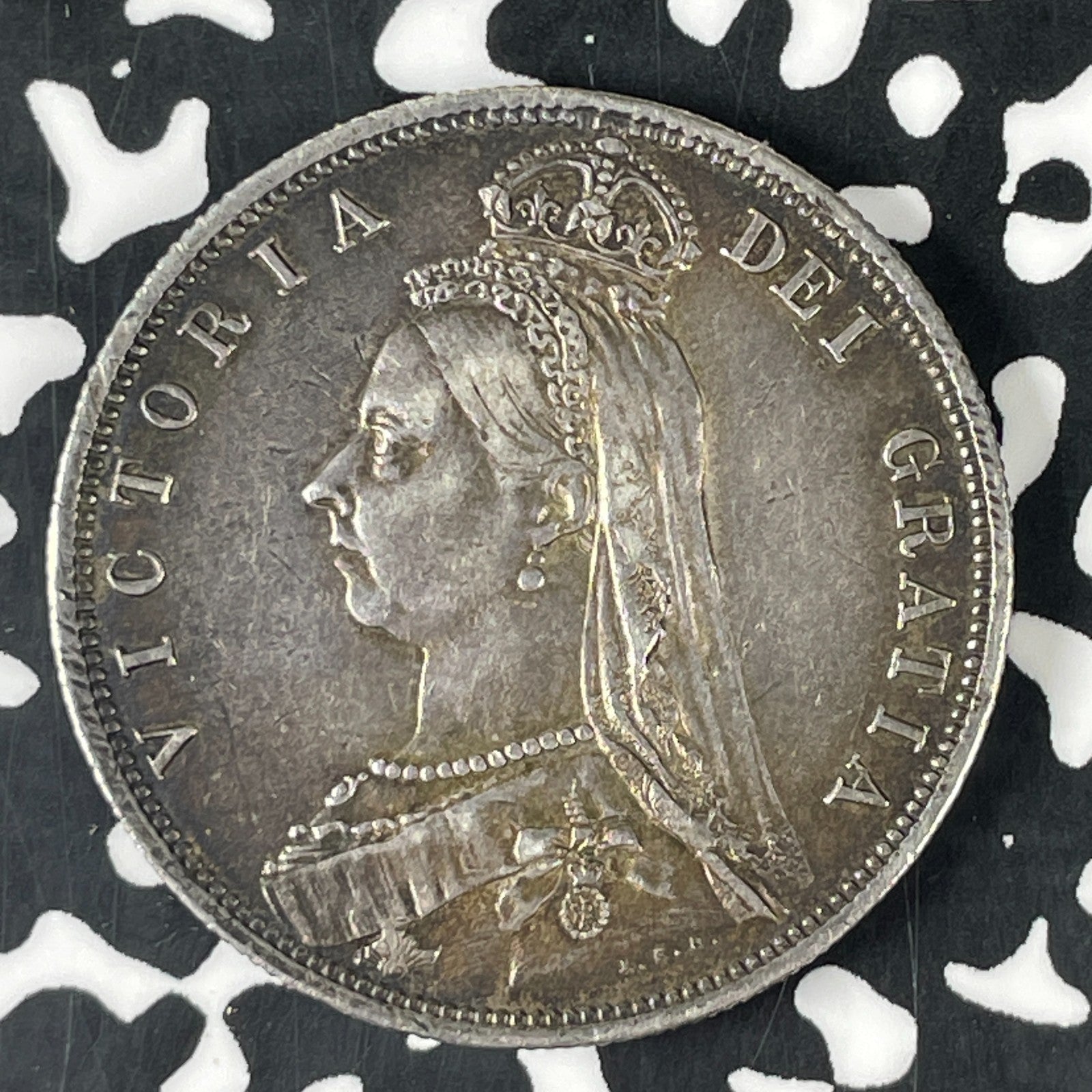 1887 Great Britain 1/2 Crown Half Crown Lot#F0344 Silver! Nice!