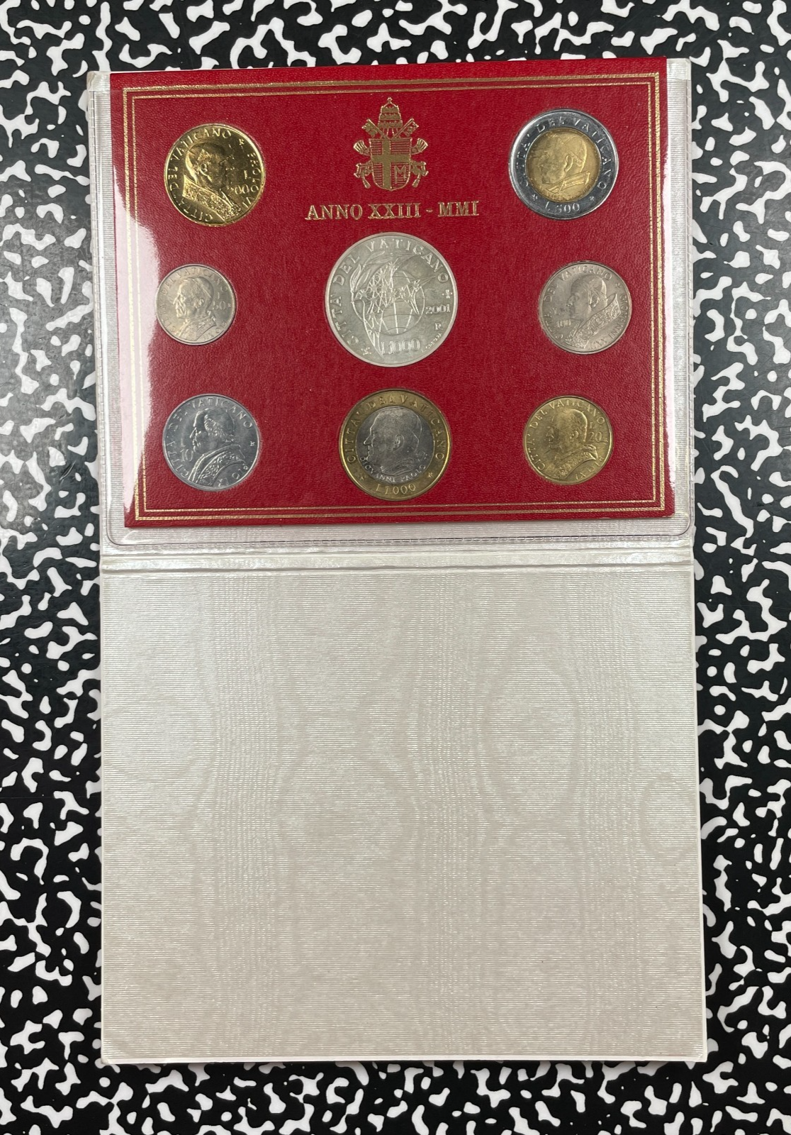 2001 Vatican City 8x Coin Mint Set Lot#B3615 Including Silver! With Case