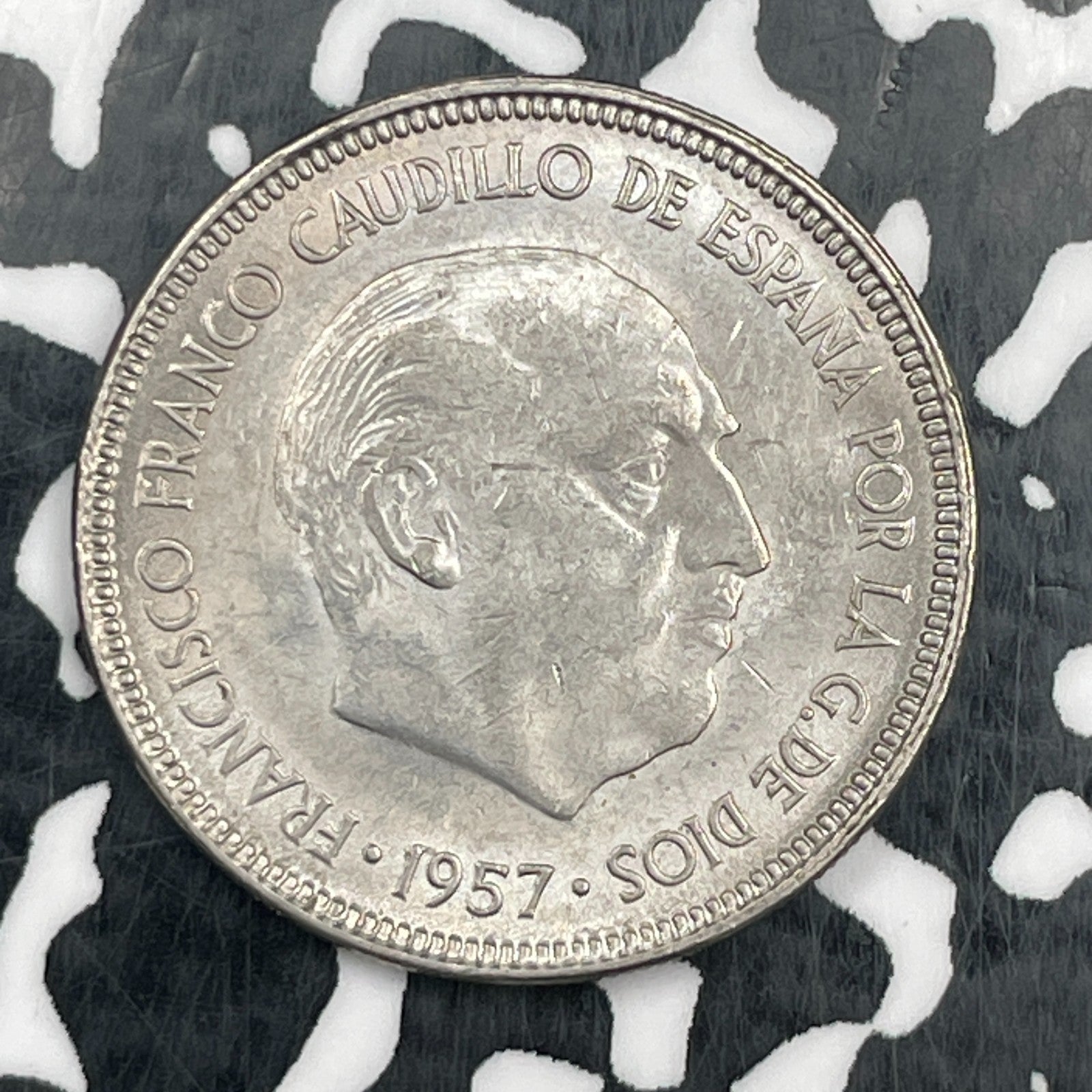 1957 (64) Spain 5 Pesetas Lot#N1384 High Grade! Beautiful!