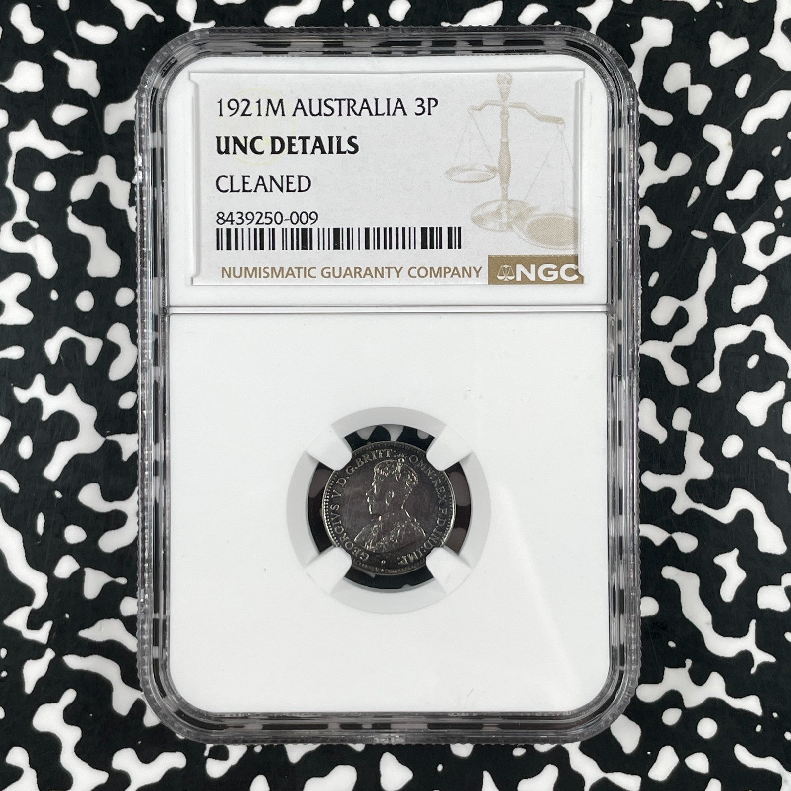 1921-M Australia 3 Pence NGC Cleaned-UNC Details Lot#G3337 Silver! Better Date