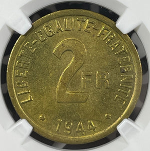 1944 France Allied Occupation 2 Francs NGC MS63 Lot#G9991 Choice UNC!