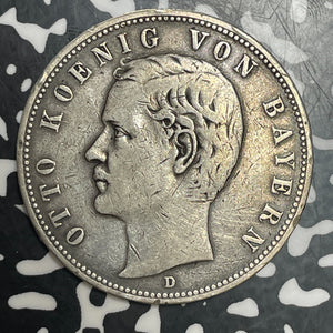 1903-D Germany Bavaria 5 Mark Lot#T3534 Large Silver Coin!
