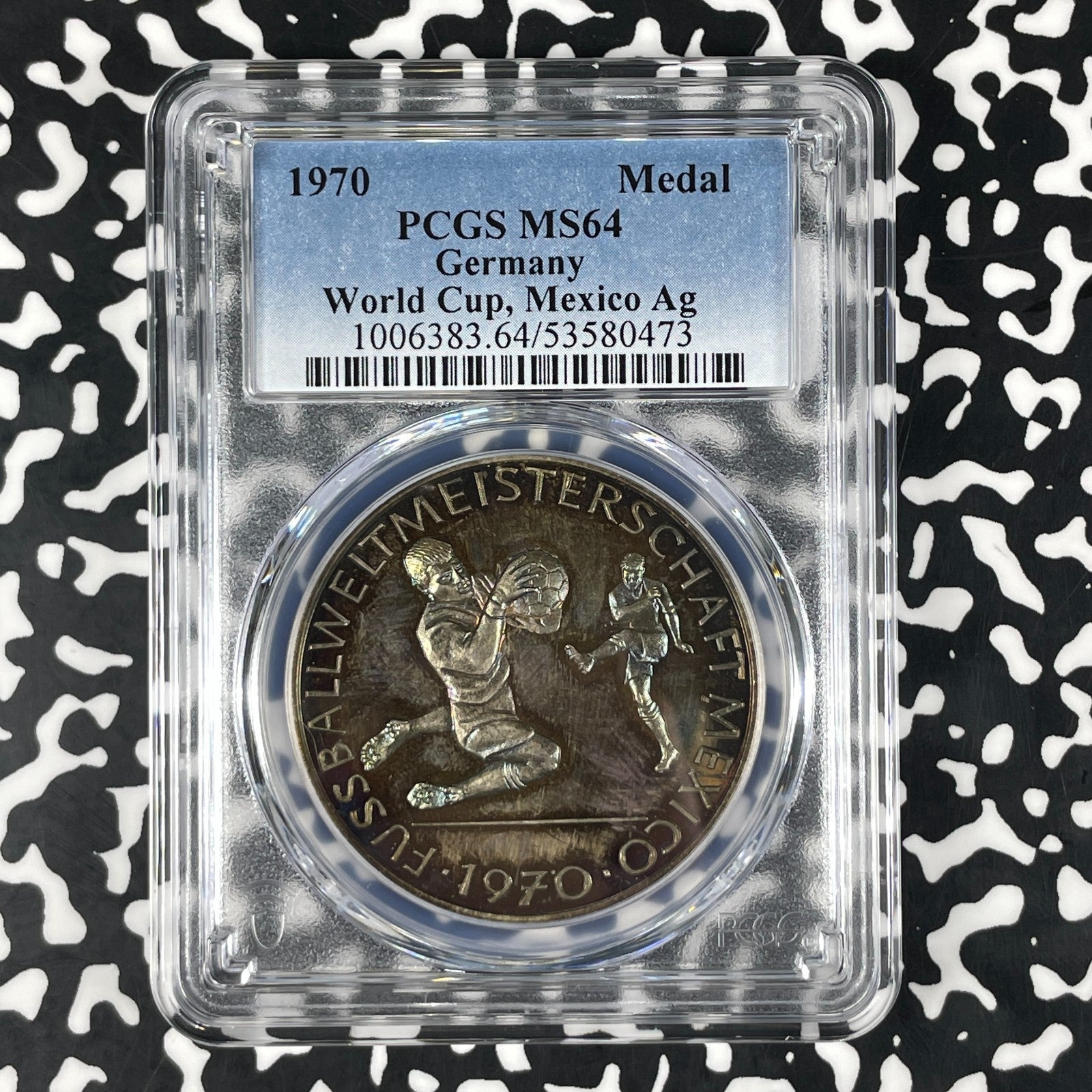 1970 Germany Mexico FIFA World Cup Medal PCGS MS64 Lot#G1821 Silver!