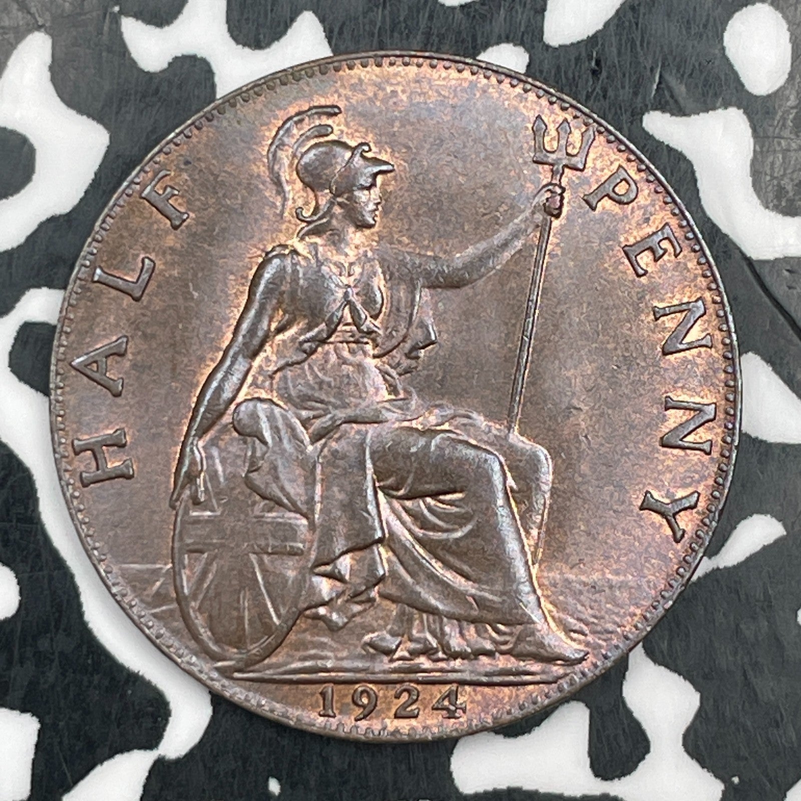 1924 Great Britain 1/2 Penny Half Penny Lot#F9245 High Grade! Beautiful!