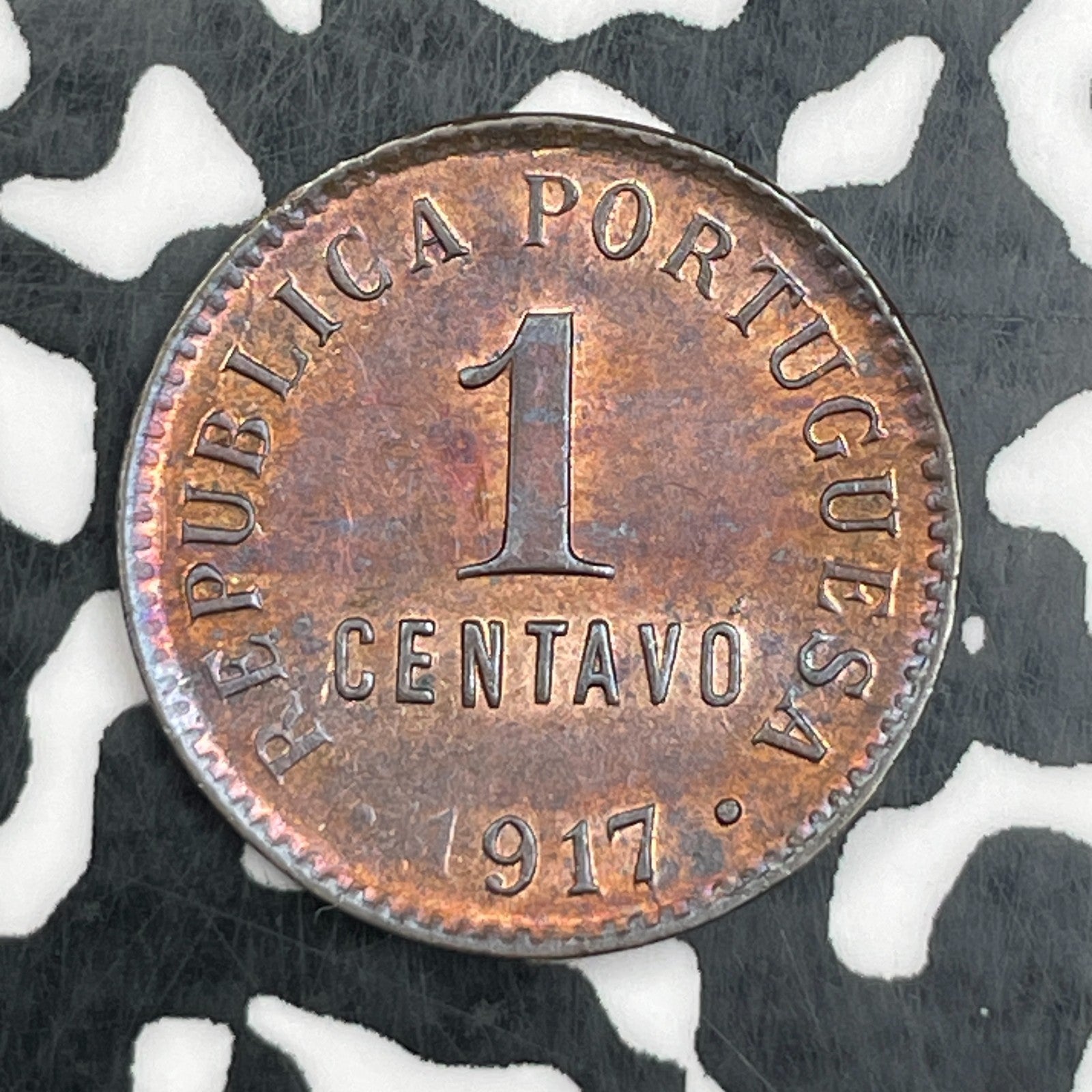 1917 Portugal 1 Centavo Lot#N2227 High Grade! Beautiful!