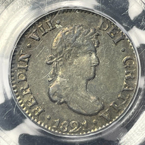 1821-PTS PJ Bolivia 1/2 Real PCGS AU58 Lot#G8867 Silver!